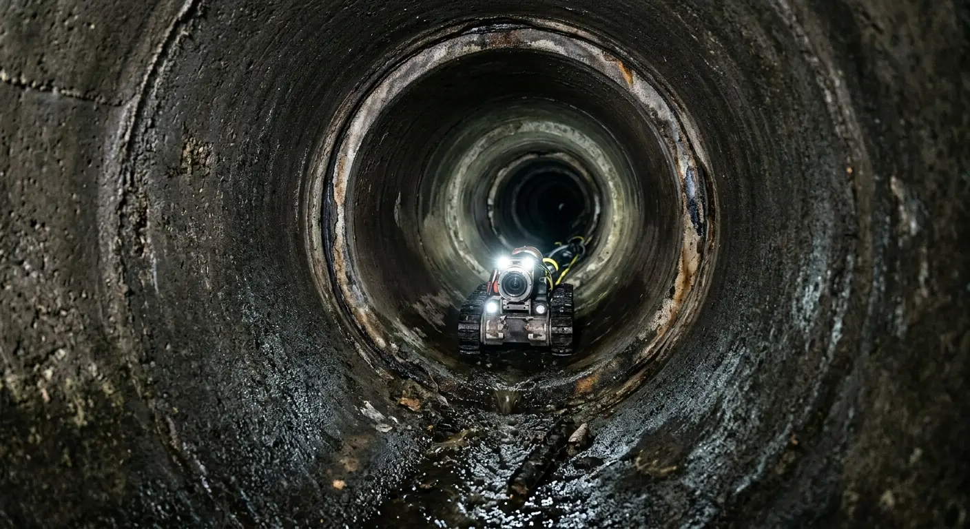 Robotic sewer camera inspecting pipe interior for Sewer Line Repair in Kingstowne